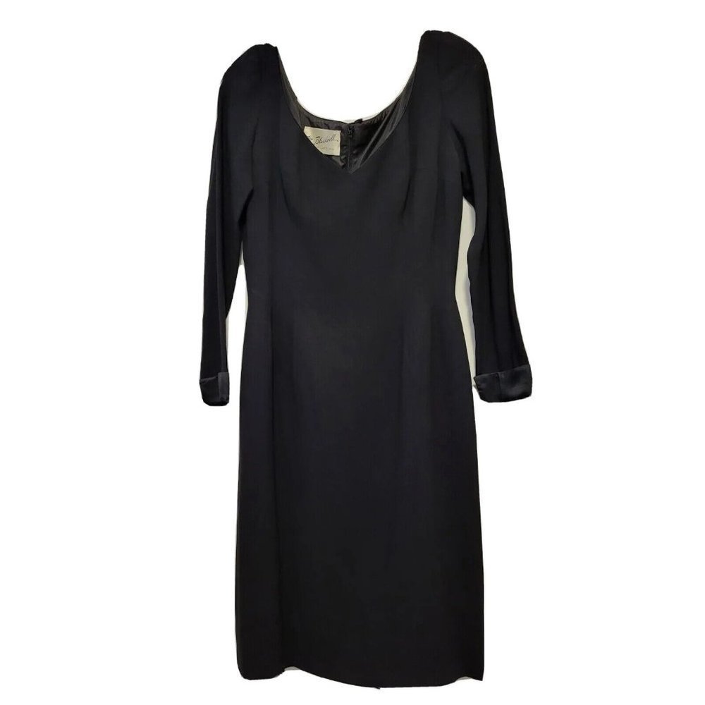 Mr Blackwell Vintage Knee Length V Neck Dress Black Size 6